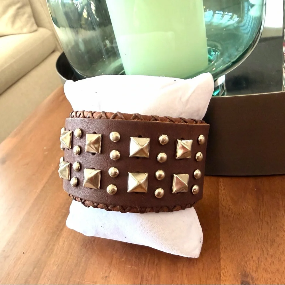 Artisan Brown and Silver Studded Bracelet